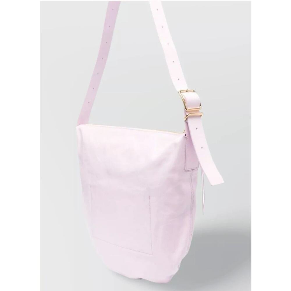 JIL SANDER Crumpled Leather Shoulder Bag Adjustable Strap Slouchy